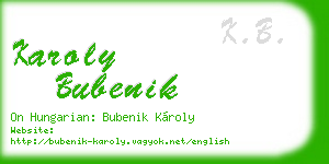 karoly bubenik business card